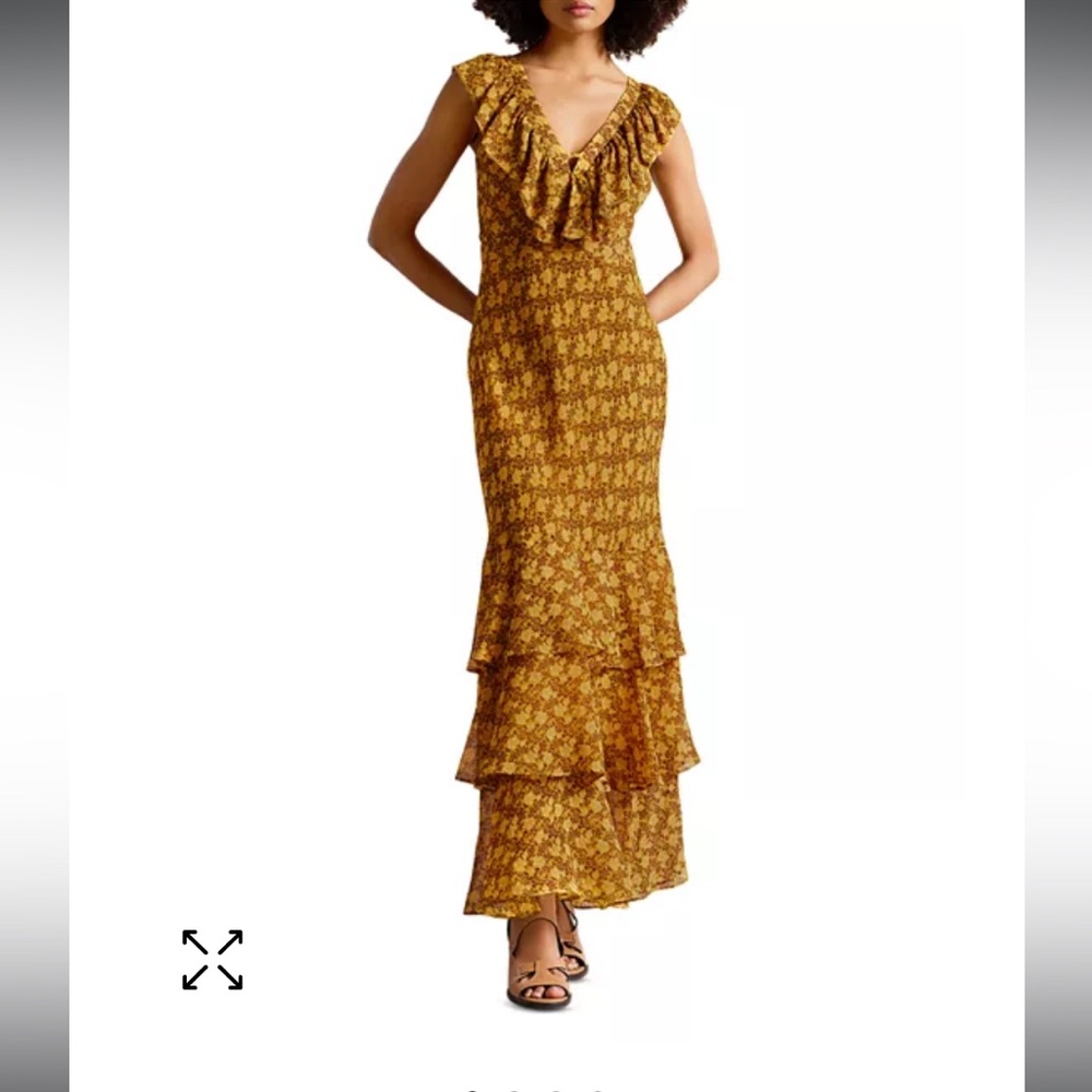 Ted Baker London Yellow Plunge Maxi Gown